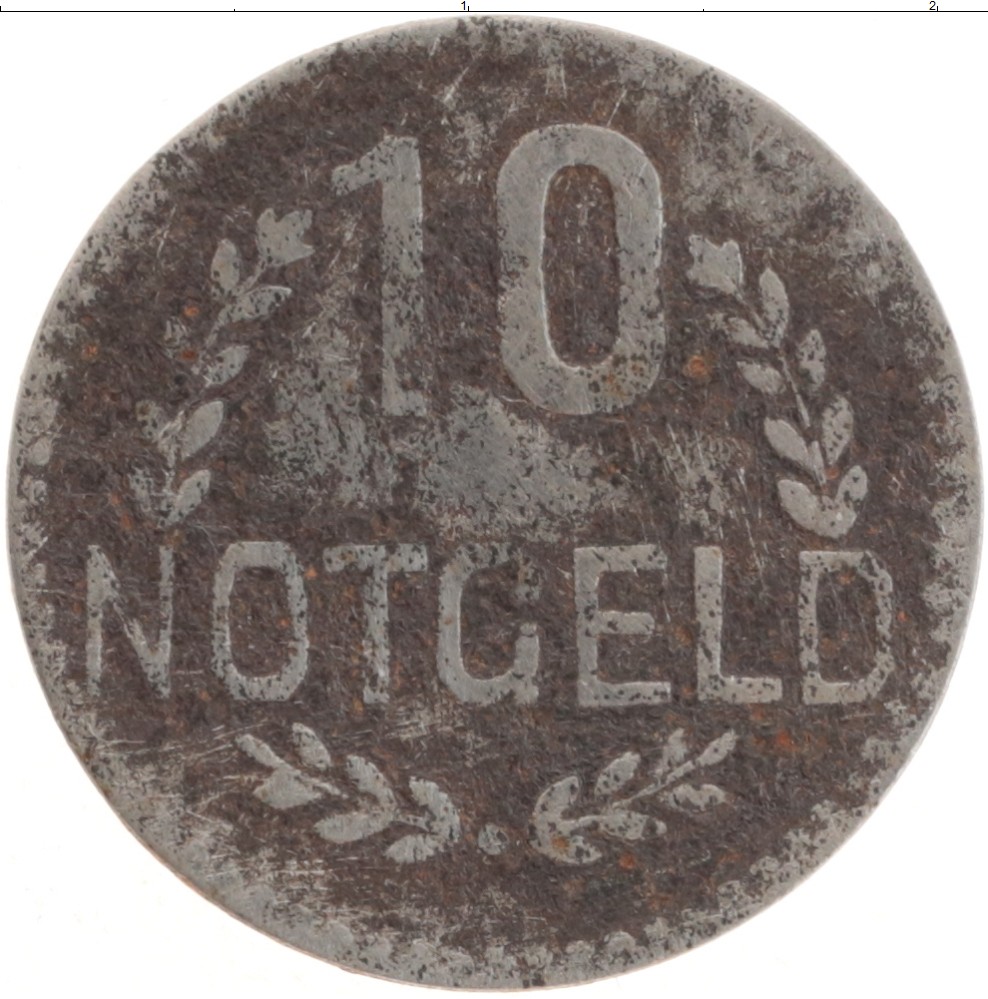 Монета 10 пфеннигов Германия : Нотгельды 1917 года Железо Висбаден