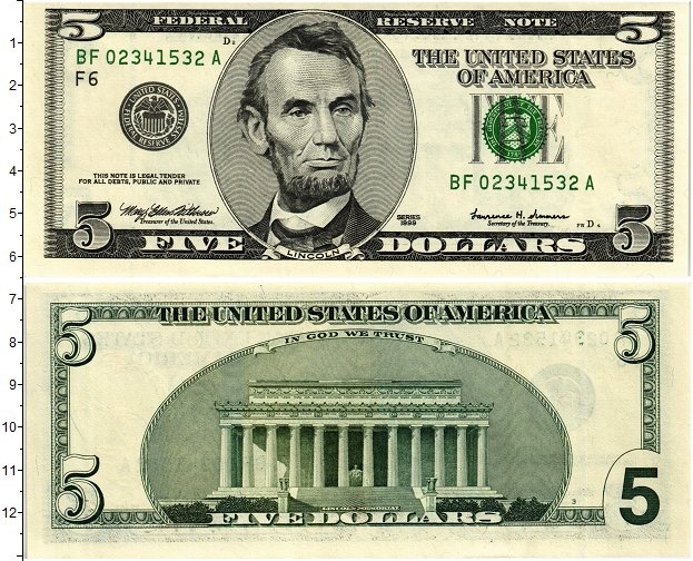 Сколько сегодня 5 долларов. Пять долларов США 1999. 5 Долларов купюра. 5 Долларов США. Пять долларов фото.