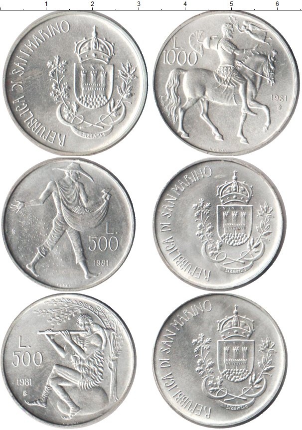 Выпуски серебряных монет. Серебряные монеты Сан Марино. Сан Марино набор 1981. Набор монет Сан Марино. Монеты Сан Марино набор юбилейных серебряных монет 1981г.