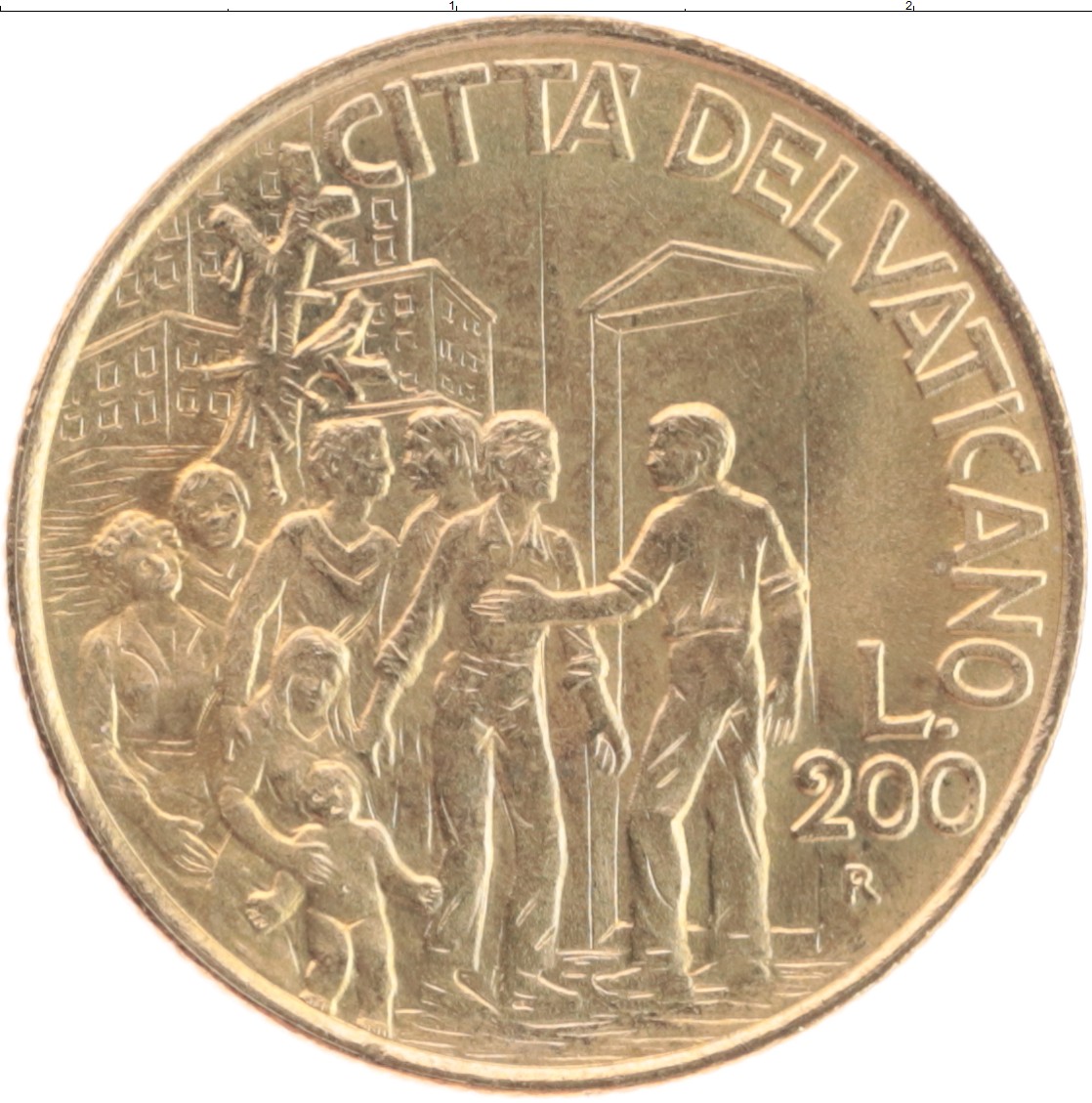 Монета 200 лир Ватикана 1994 года Латунь Иоанн Павел II