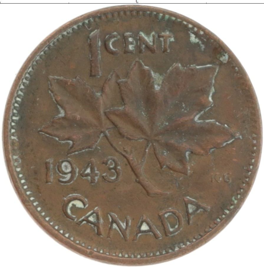 Монета цент Канады 1943 года Бронза Георг VI