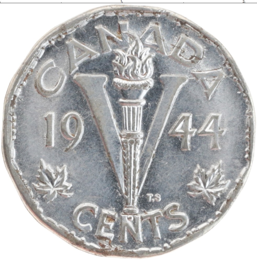 Монета 5 центов Канады 1944 года Медно-никель
