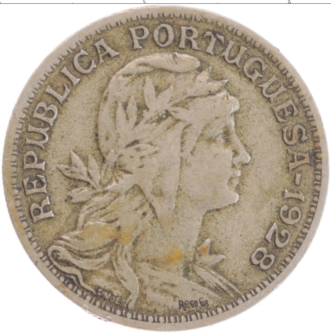 Монета 50 сентаво Португалии 1928 года Медно-никель