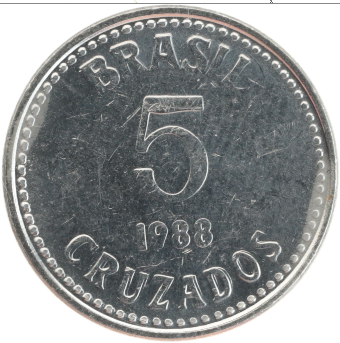 Монета 5 крузадо Бразилии 1988 года Медно-никель
