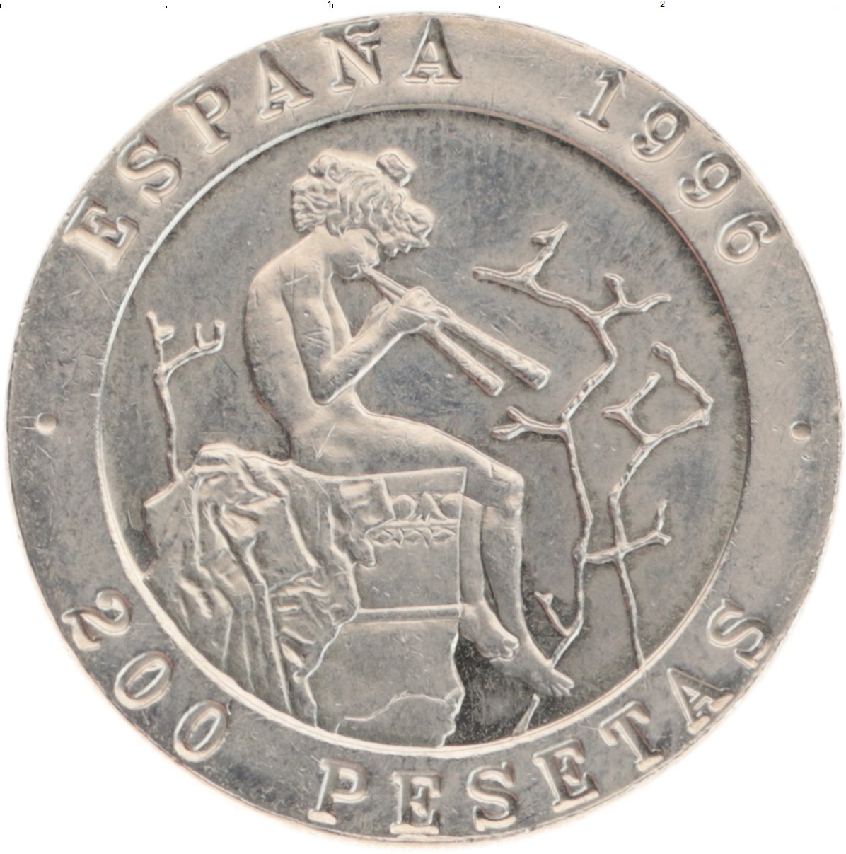 Монета 200 песет Испании 1996 года Медно-никель Художники Фортуни и Бальо