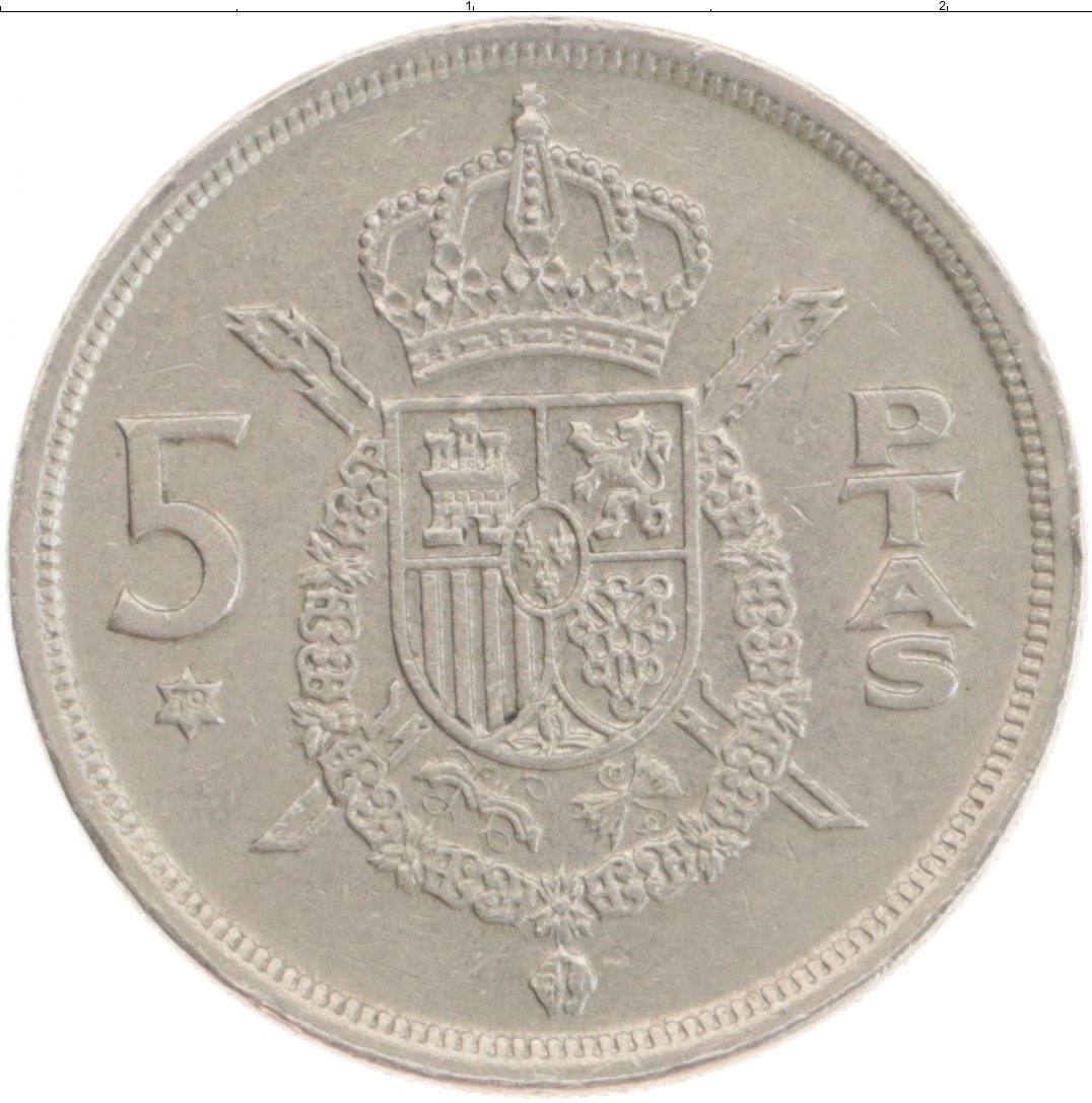 Монета 5 песет Испании 1975 года Медно-никель Хуан Карлос I