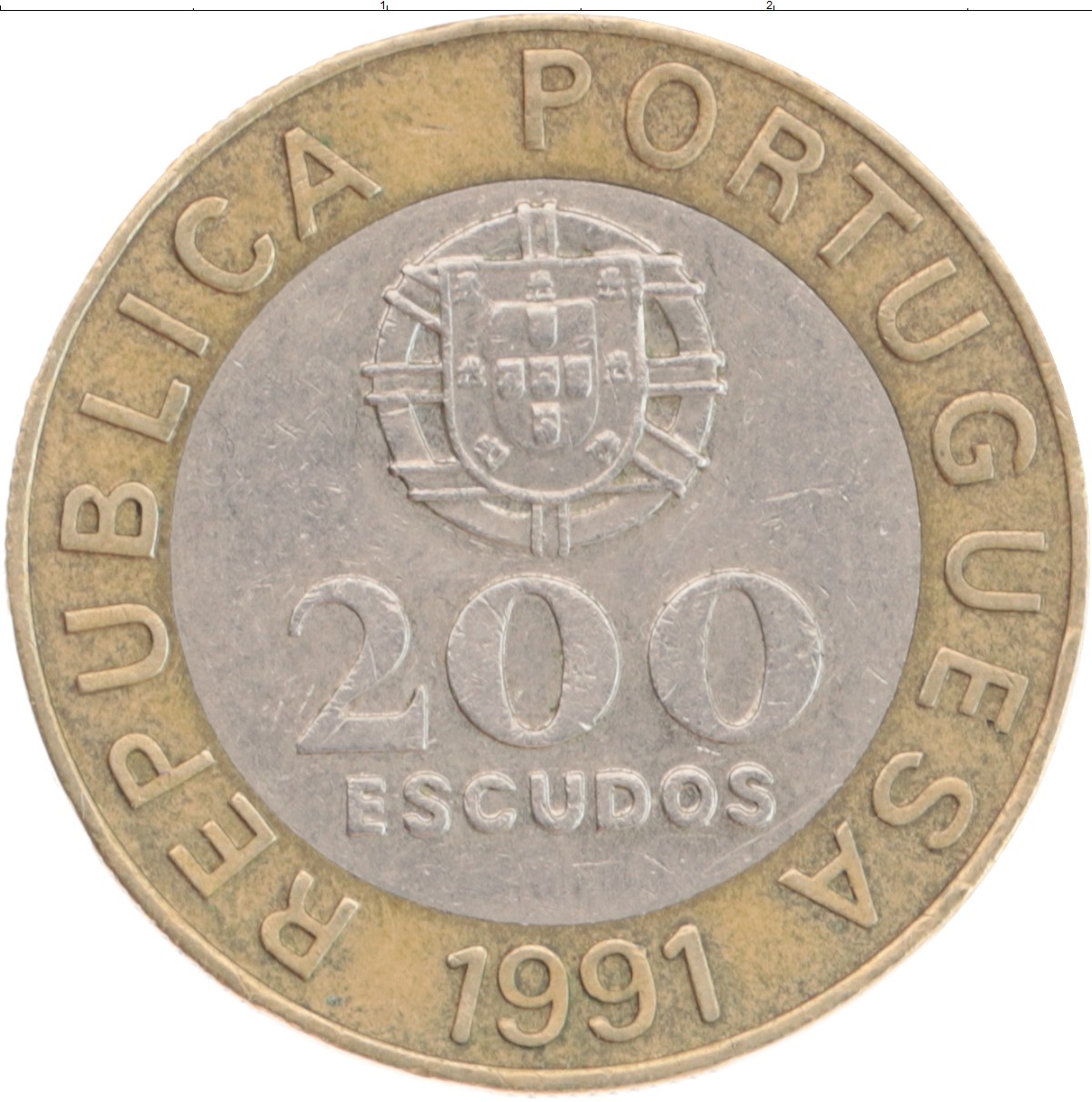 Монета 200 эскудо Португалии 1991 года Биметалл Гарсиа де Орта
