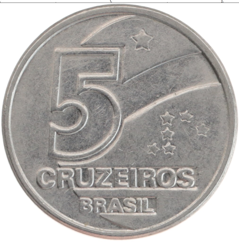 Монета 5 крузейро Бразилии 1990 года Медно-никель