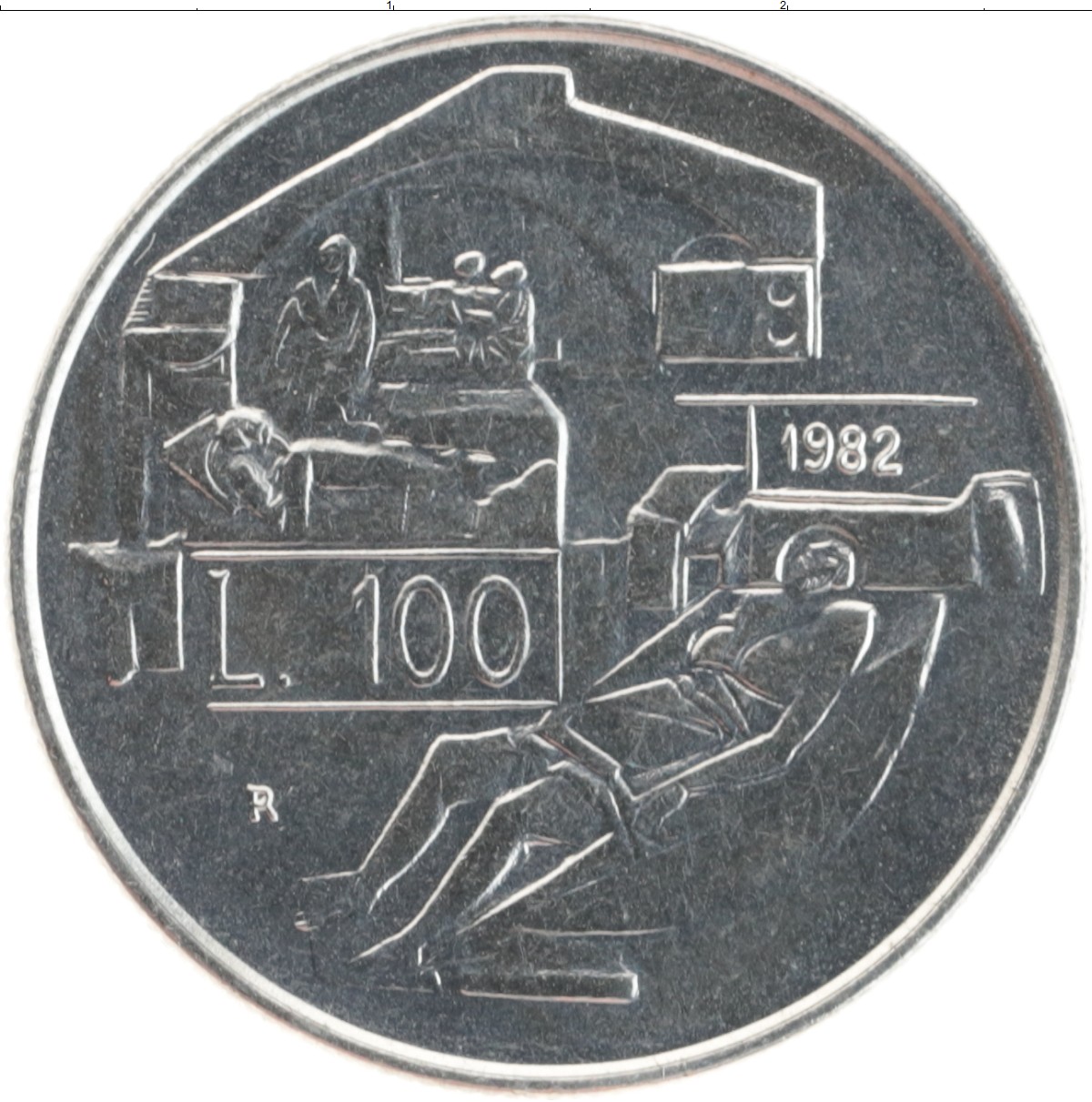 Монета 100 лир Сан-Марино 1982 года Медно-никель Госпиталь