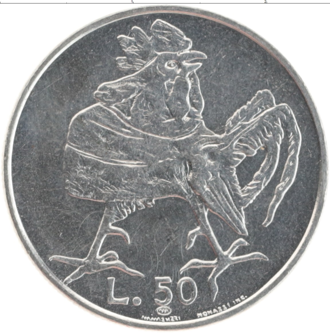Монета 50 лир Сан-Марино 1974 года Медно-никель
