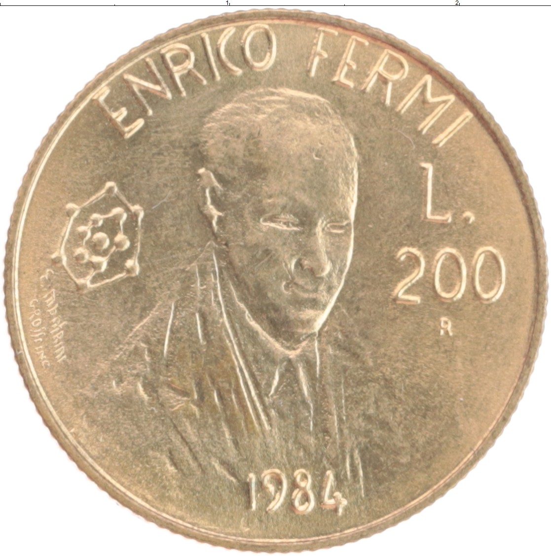 Монета 200 лир Сан-Марино 1984 года Бронза Энрико Ферми