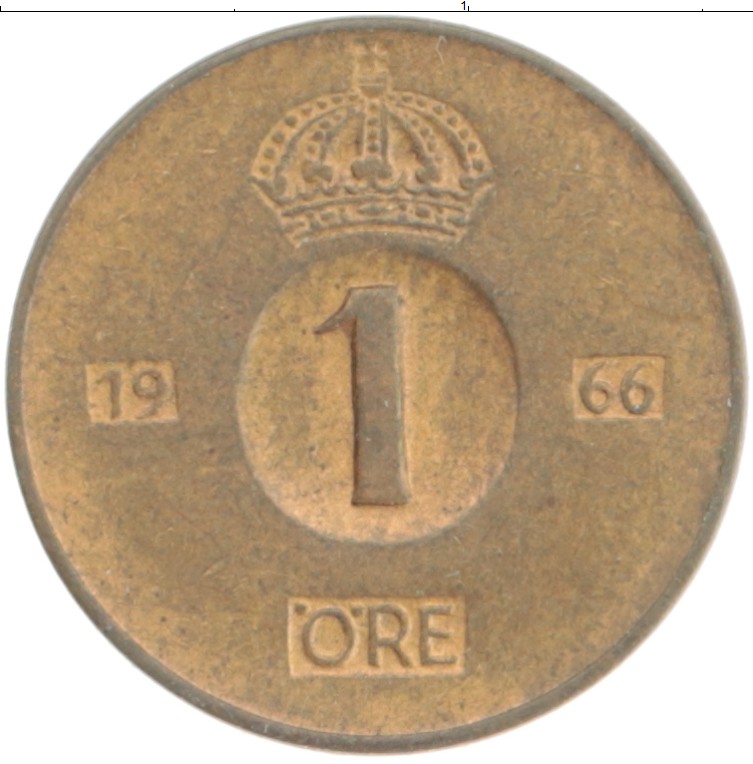 Монета эре Швеции 1966 года Бронза Густав VI Адольф