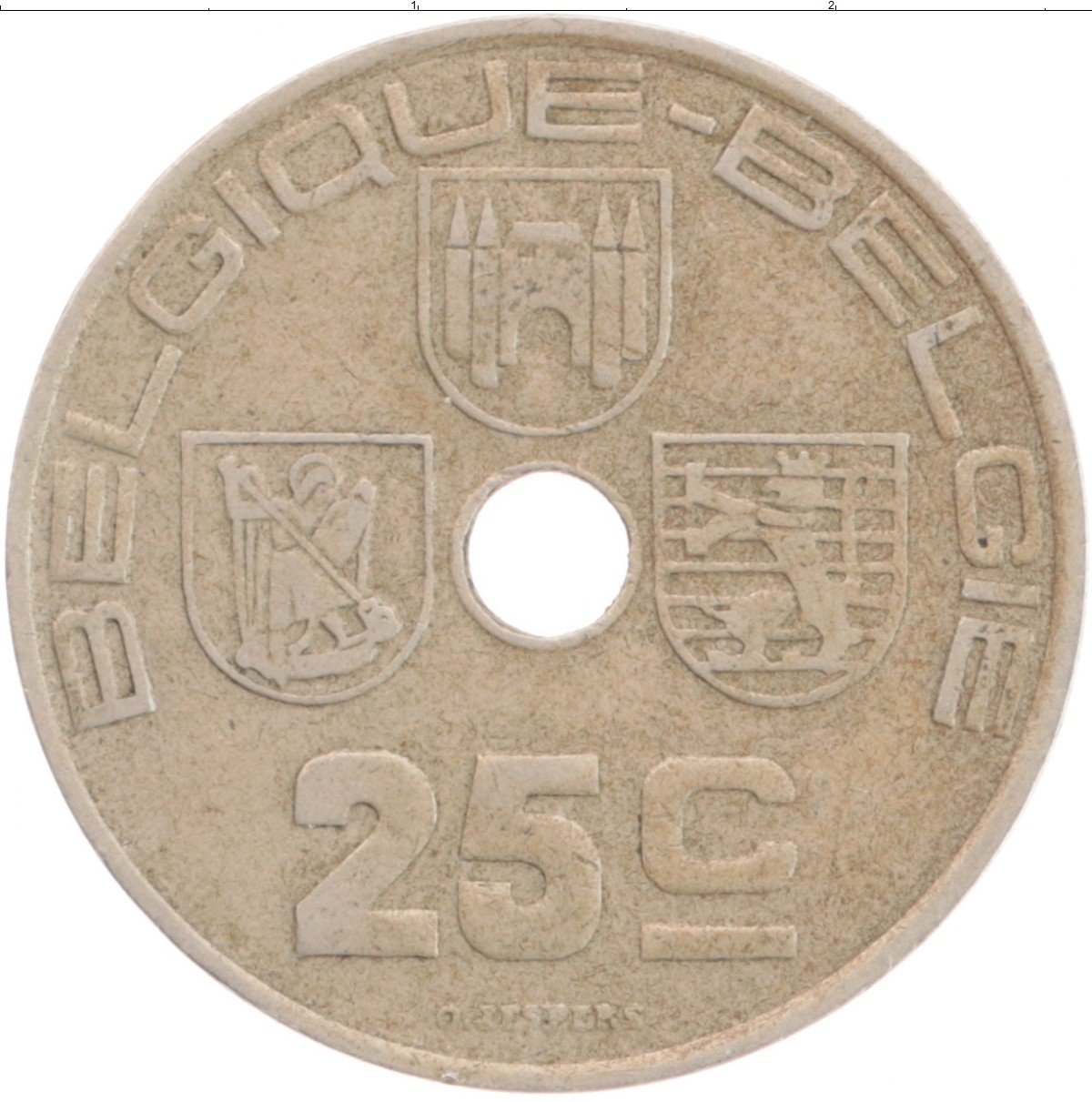 Монета 25 сантим Бельгии 1939 года Медно-никель Леопольд III