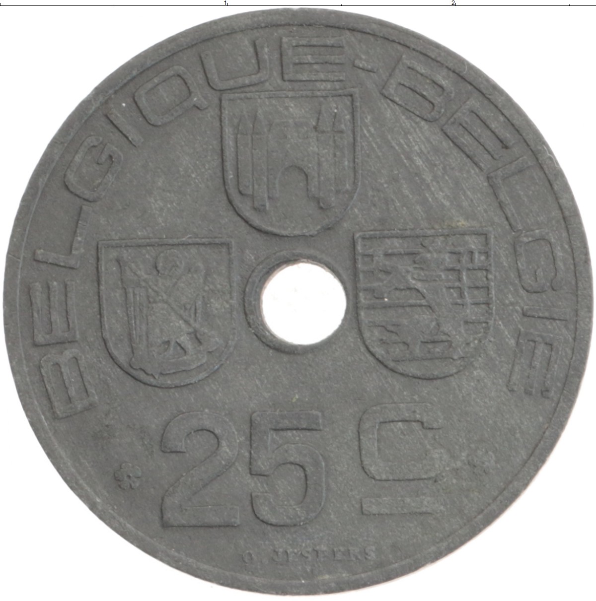 Монета 25 сантим Бельгии 1946 года Цинк Леопольд III