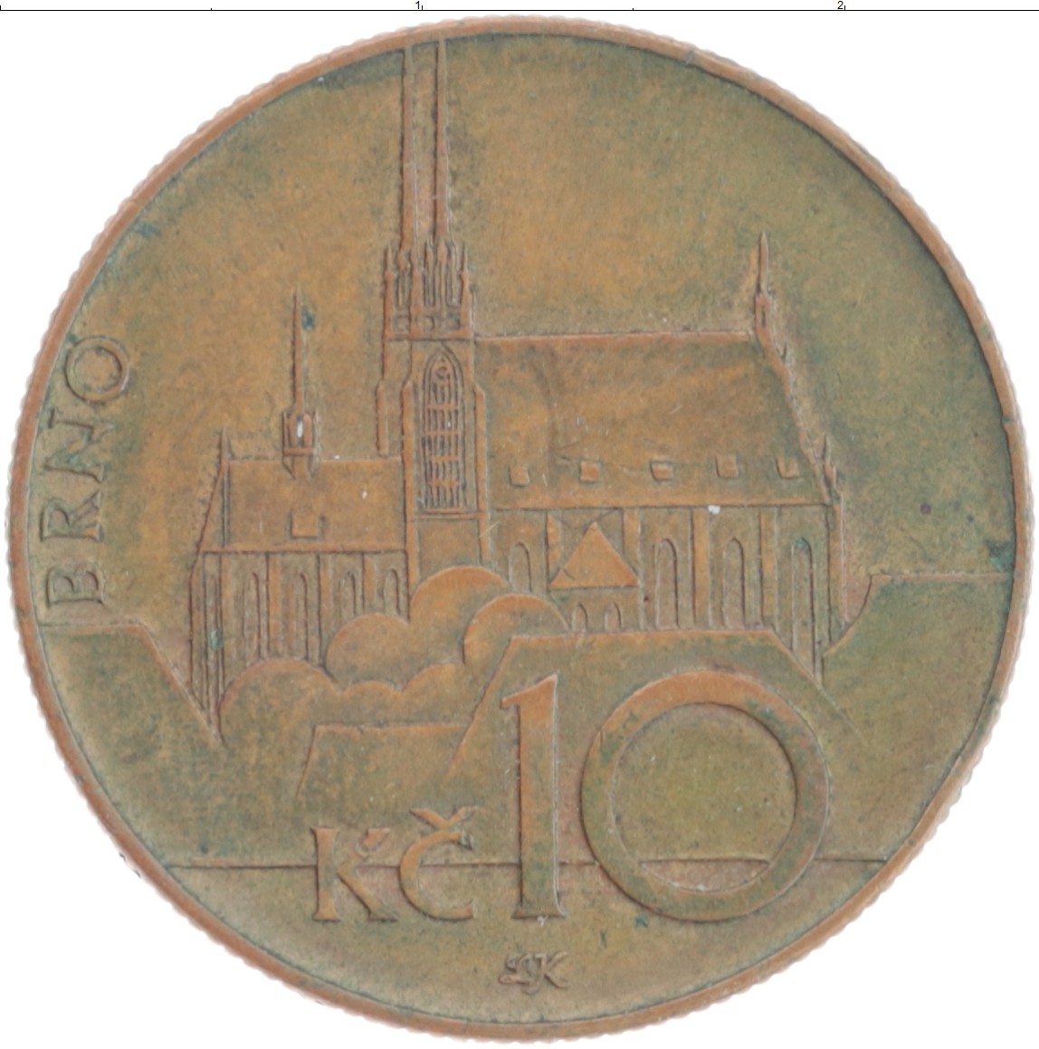 Монета 10 крон Чехии 2003 года Бронза Брно