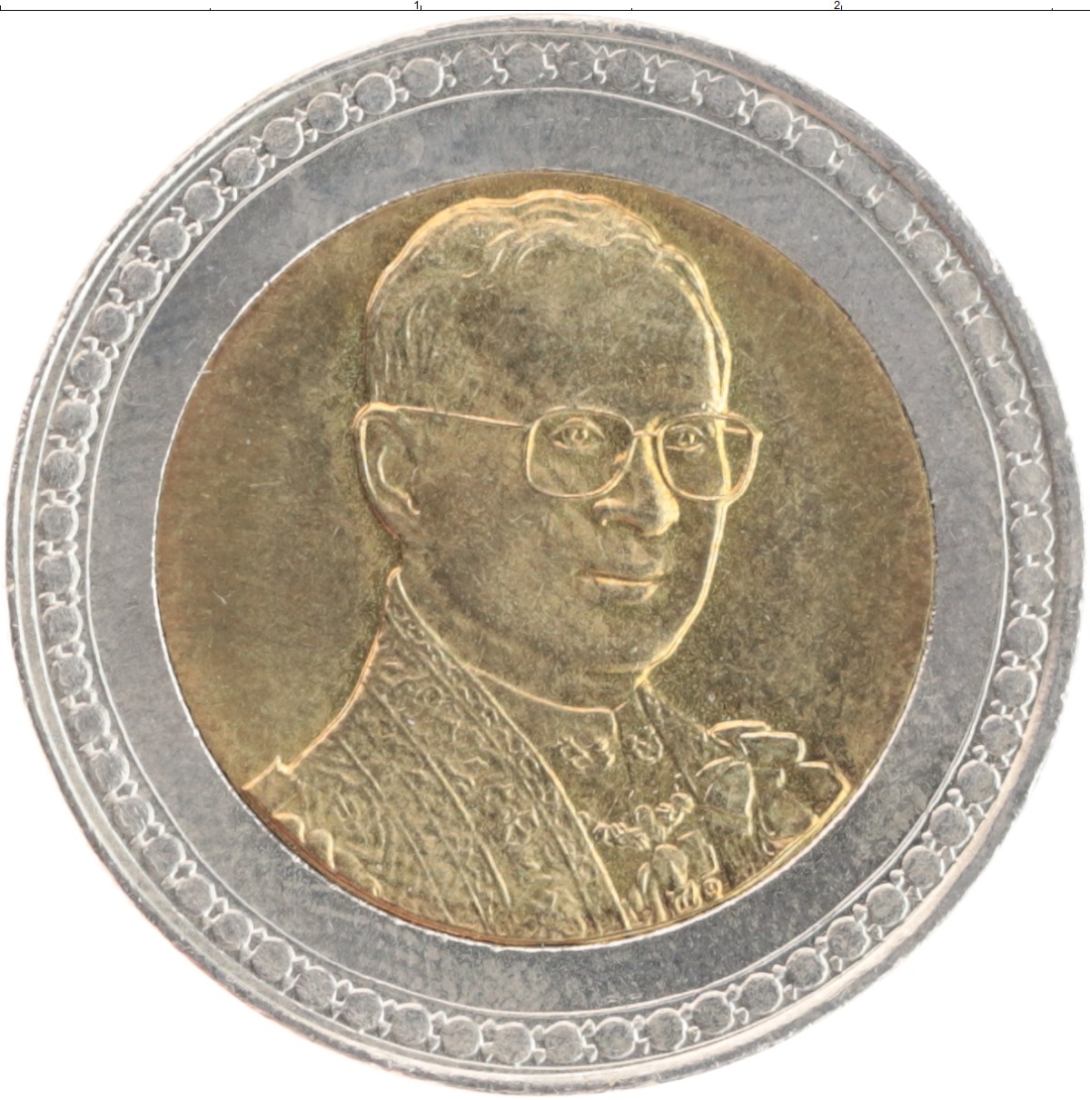 Монета 10 бат Таиланда 2006 года Биметалл 60 лет правления короля Рамы IX