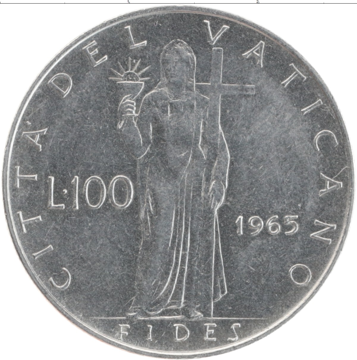Монета 100 лир Ватикана 1965 года Медно-никель Павел VI