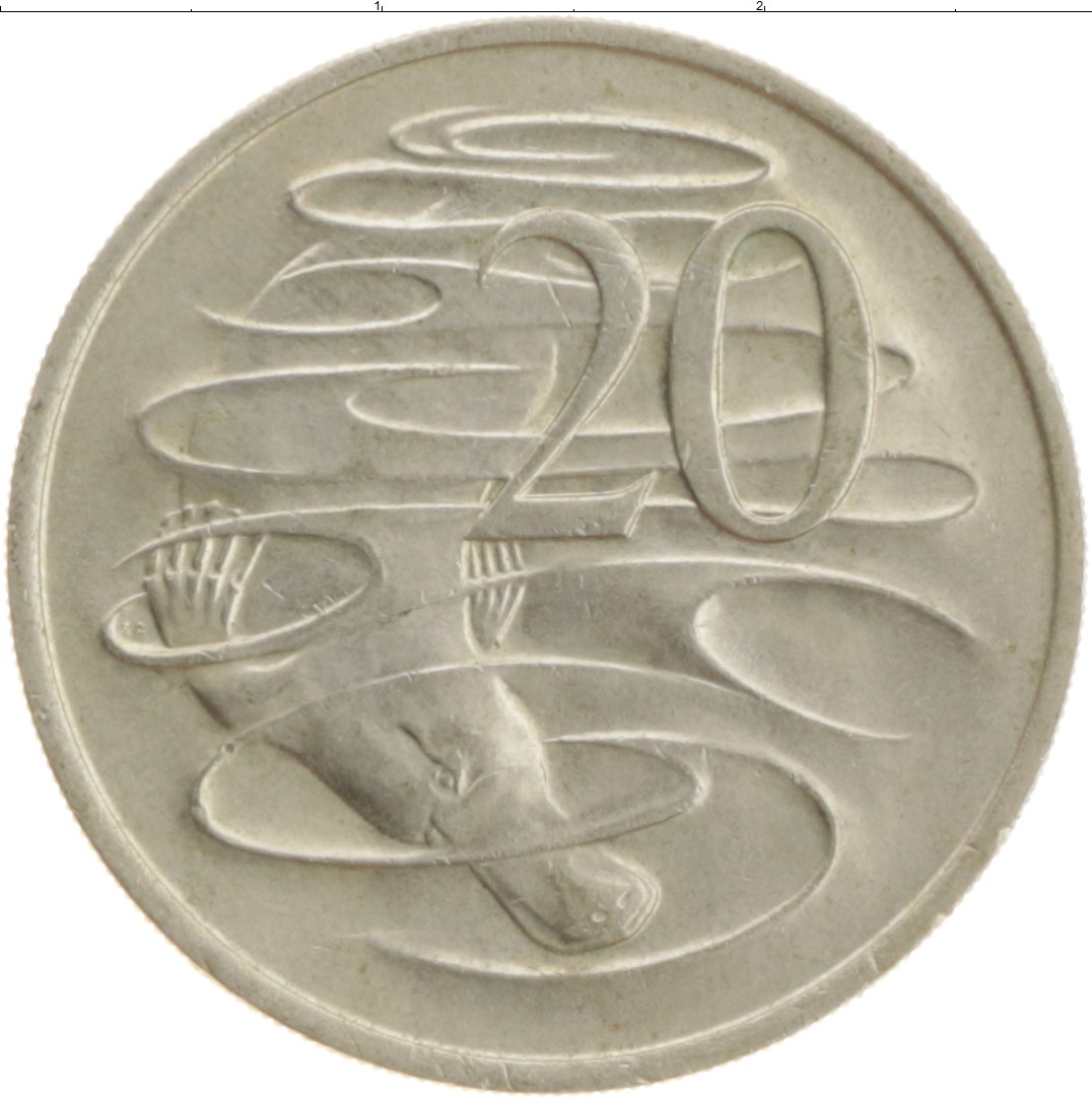 Монета 20 центов Австралии 1975 года Медно-никель