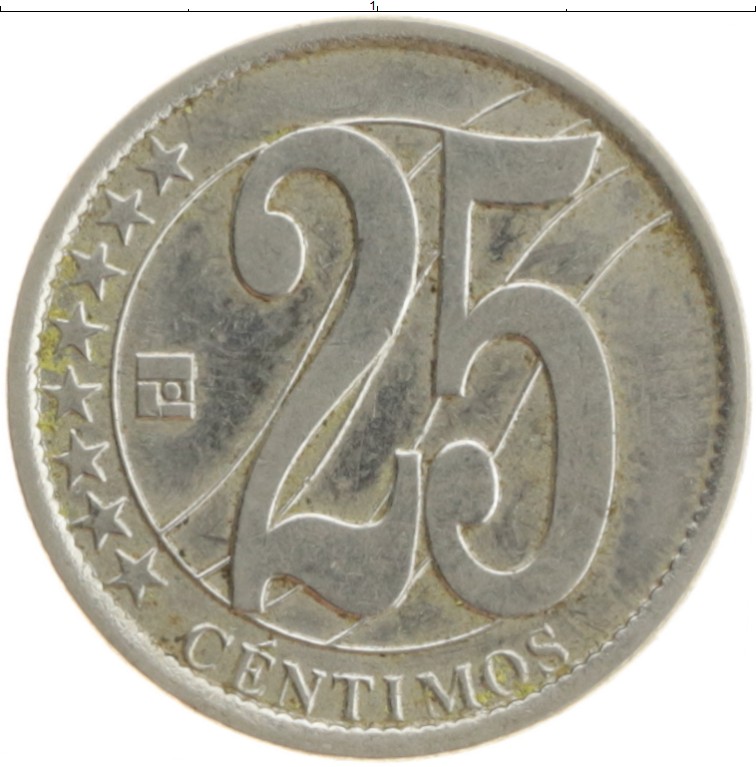 Монета 25 сентим Венесуэлы 2007 года Медно-никель