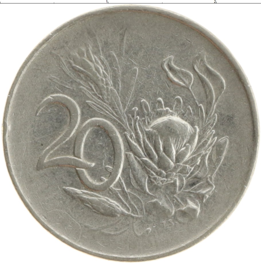 Монета 20 центов Южно Африканской Республики 1965 года Медно-никель Ян ван Рибек