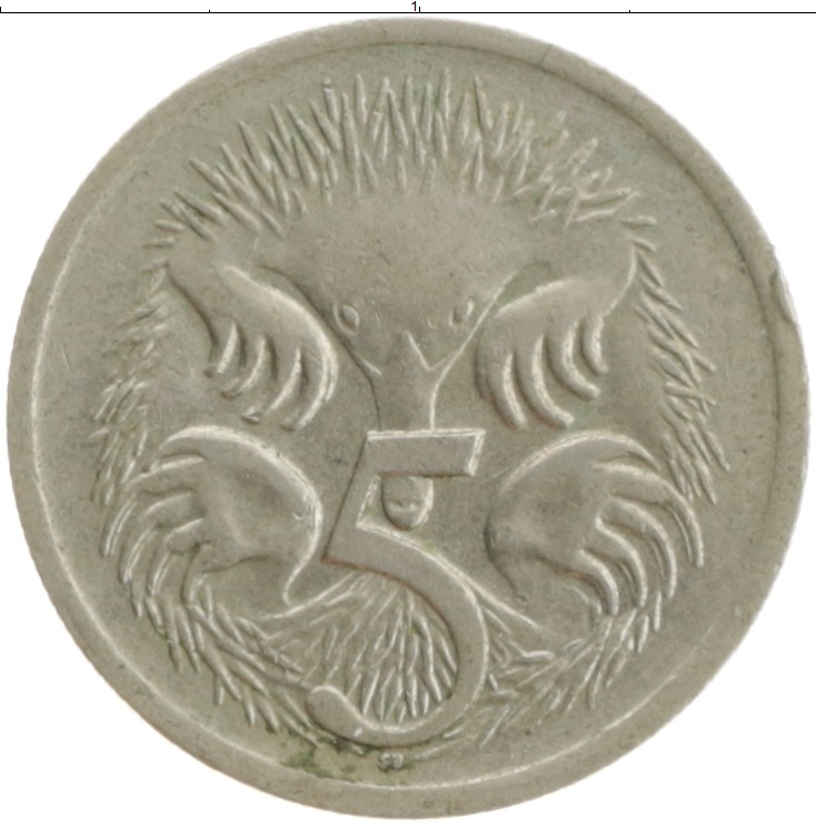 Монета 5 центов Австралии 1969 года Медно-никель