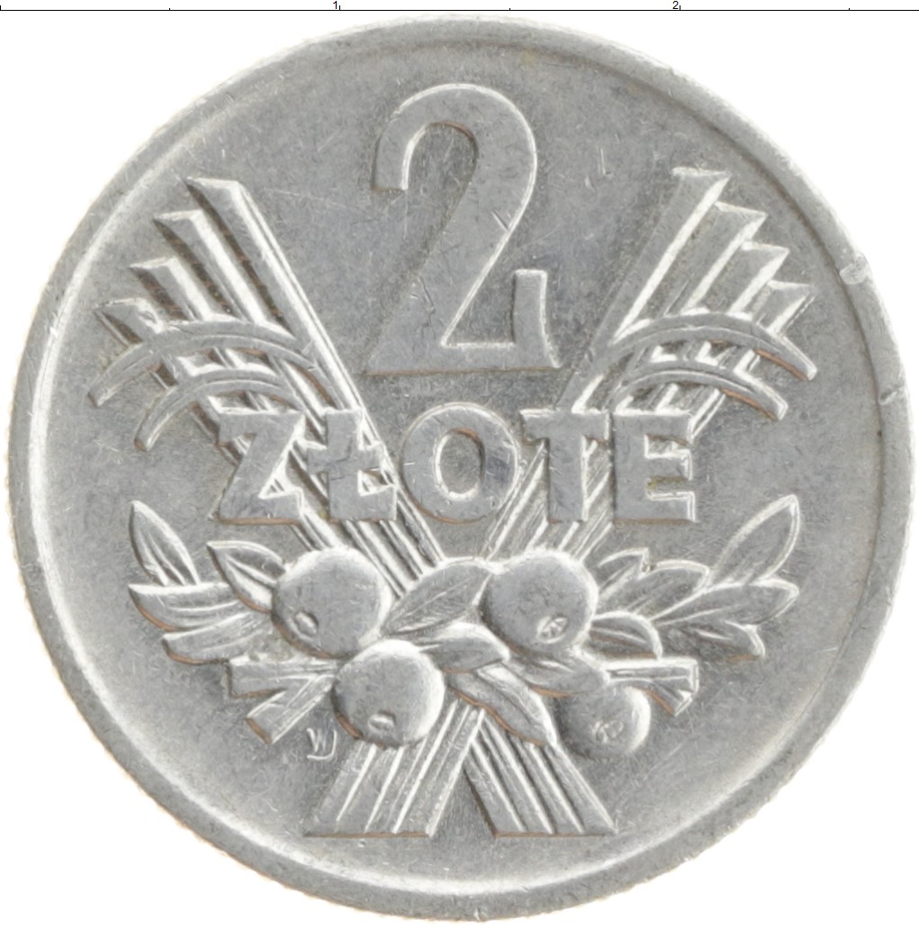 Монета 2 злотых Польши 1974 года Алюминий