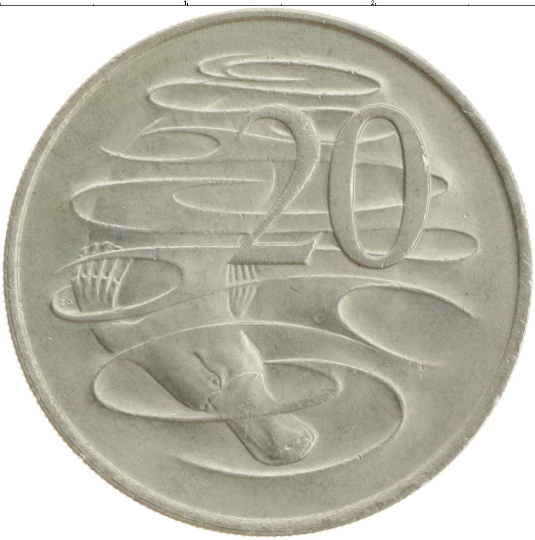 Монета 20 центов Австралии 1966 года Медно-никель