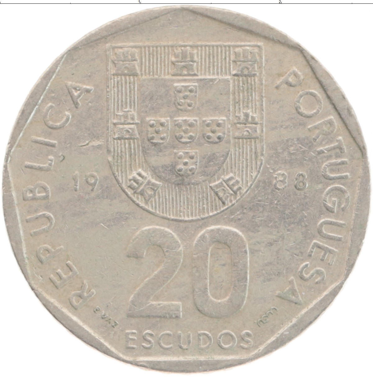 Монета 20 эскудо Португалии 1988 года Медно-никель