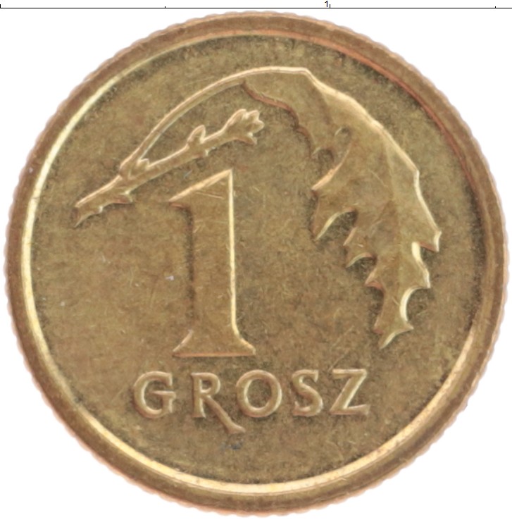 Монета грош Польши 2014 года Латунь