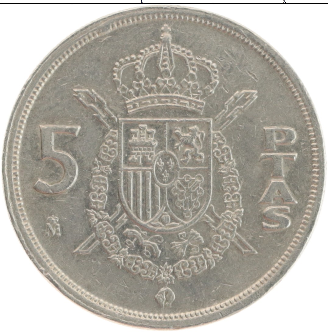 Монета 5 песет Испании 1983 года Медно-никель Хуан Карлос I