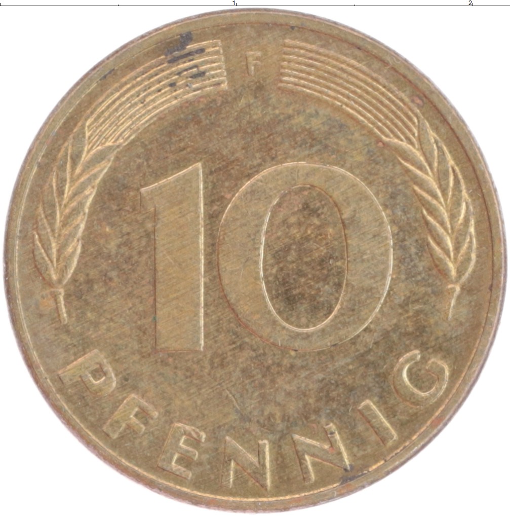 Монета 10 пфеннигов ФРГ 1986 года Латунь F