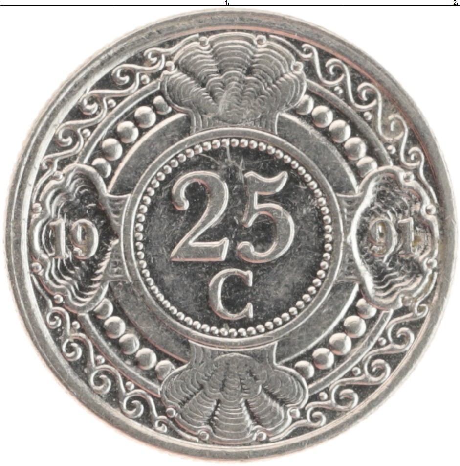 Монета 25 центов Антильских островов 1991 года Медно-никель