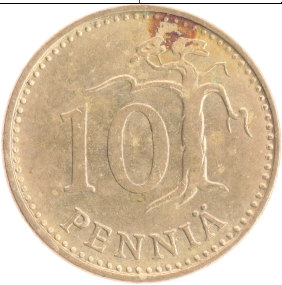 Монета 10 пенни Финляндии 1981 года Бронза