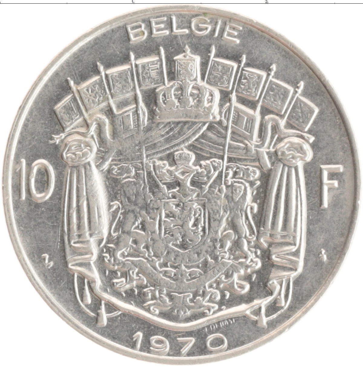Монета 10 франков Бельгии 1970 года Медно-никель Король Бодуэн