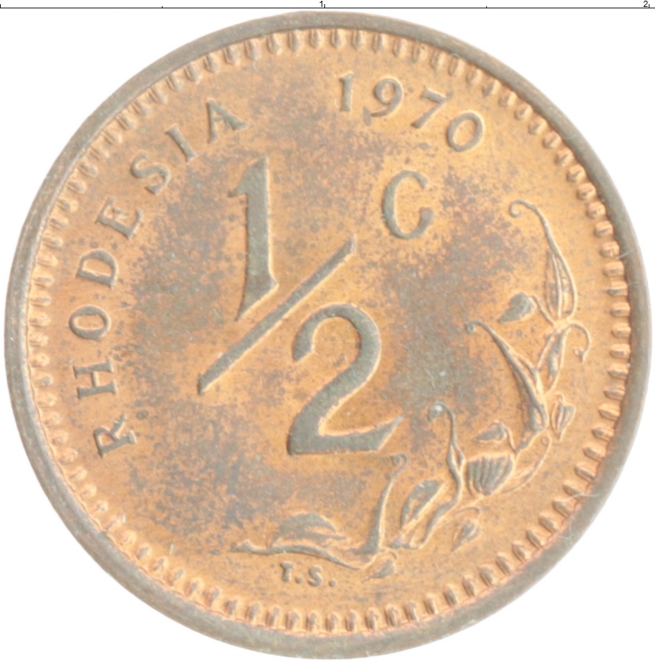 Монета 1/2 цента Родезии 1970 года Бронза