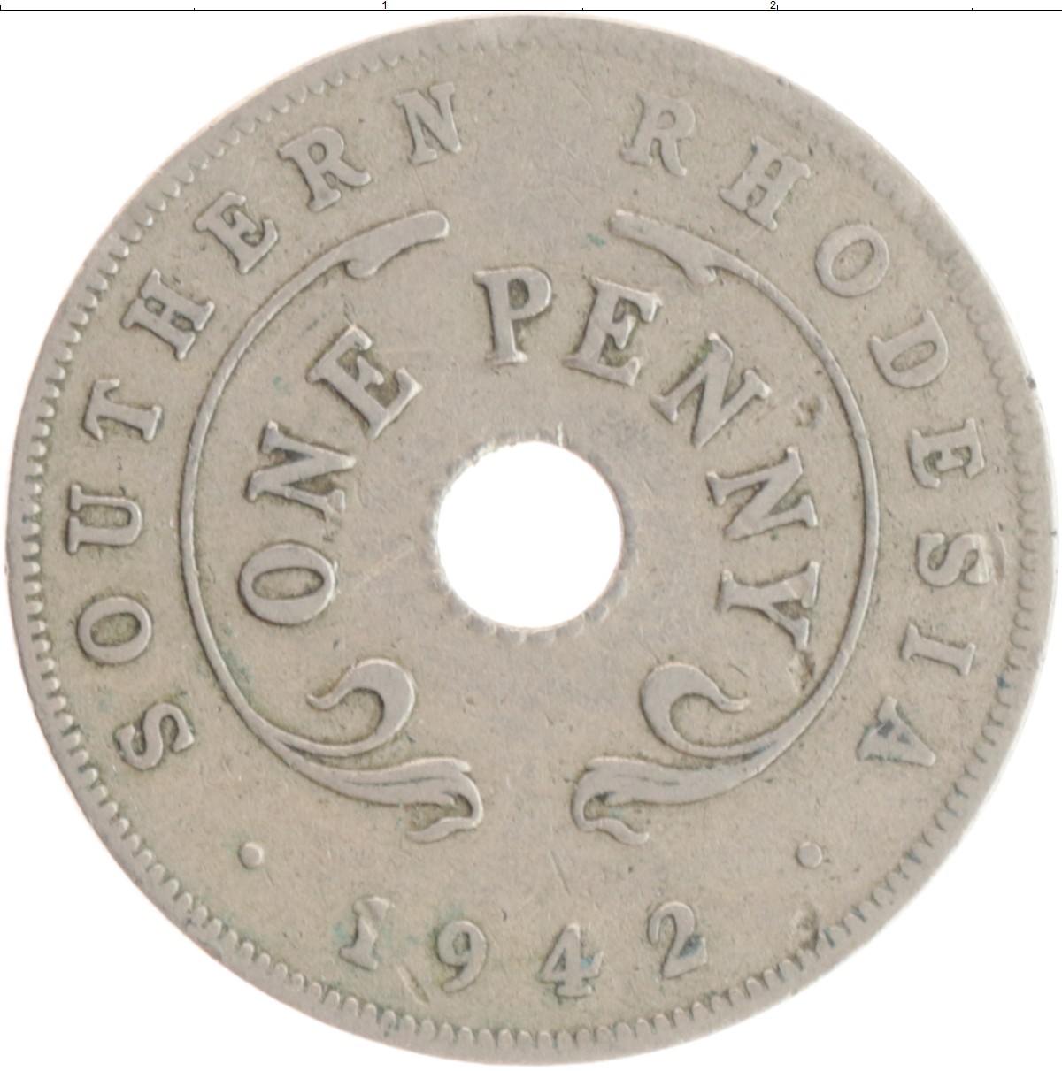Монета пенни Родезии 1942 года Медно-никель Георг VI