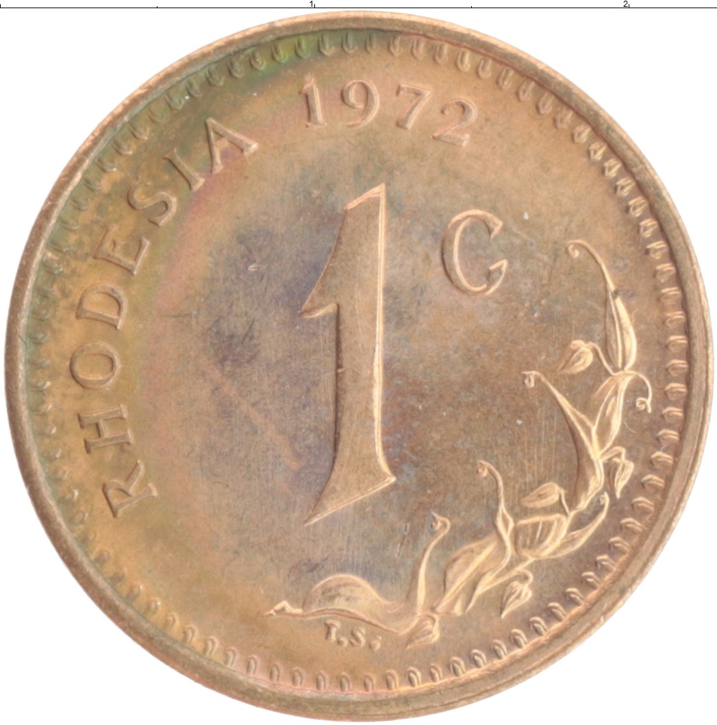 Монета цент Родезии 1972 года Бронза