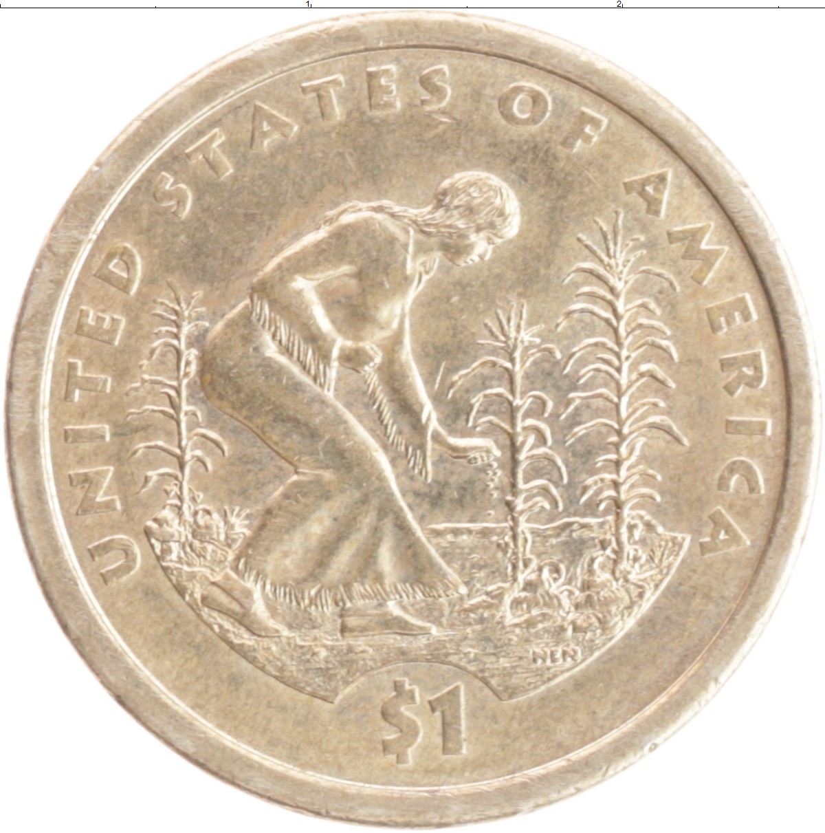 Монета доллар Америки 2009 года Латунь Cакагавея