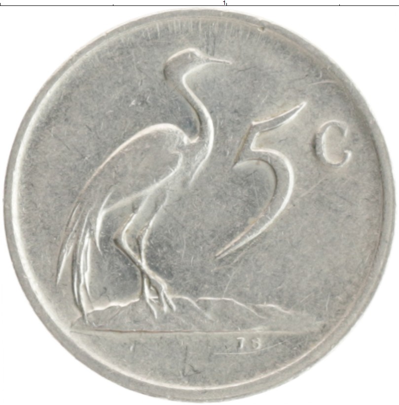 Монета 5 центов Южно Африканской Республики 1984 года Медно-никель Журавль