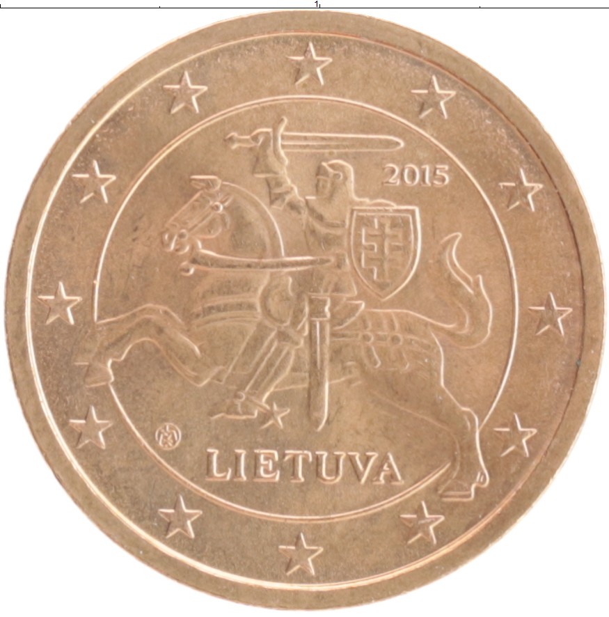 Монета 2 евроцента Литвы 2015 года Бронза
