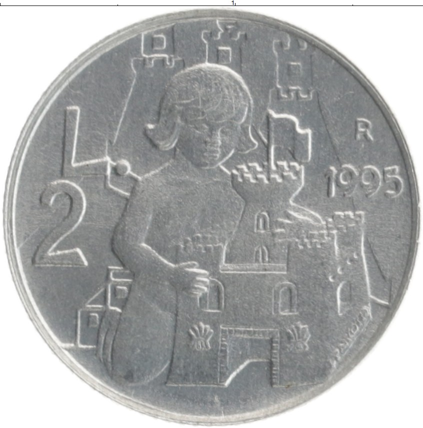 Монета 2 лиры Сан-Марино 1995 года Алюминий ФАО