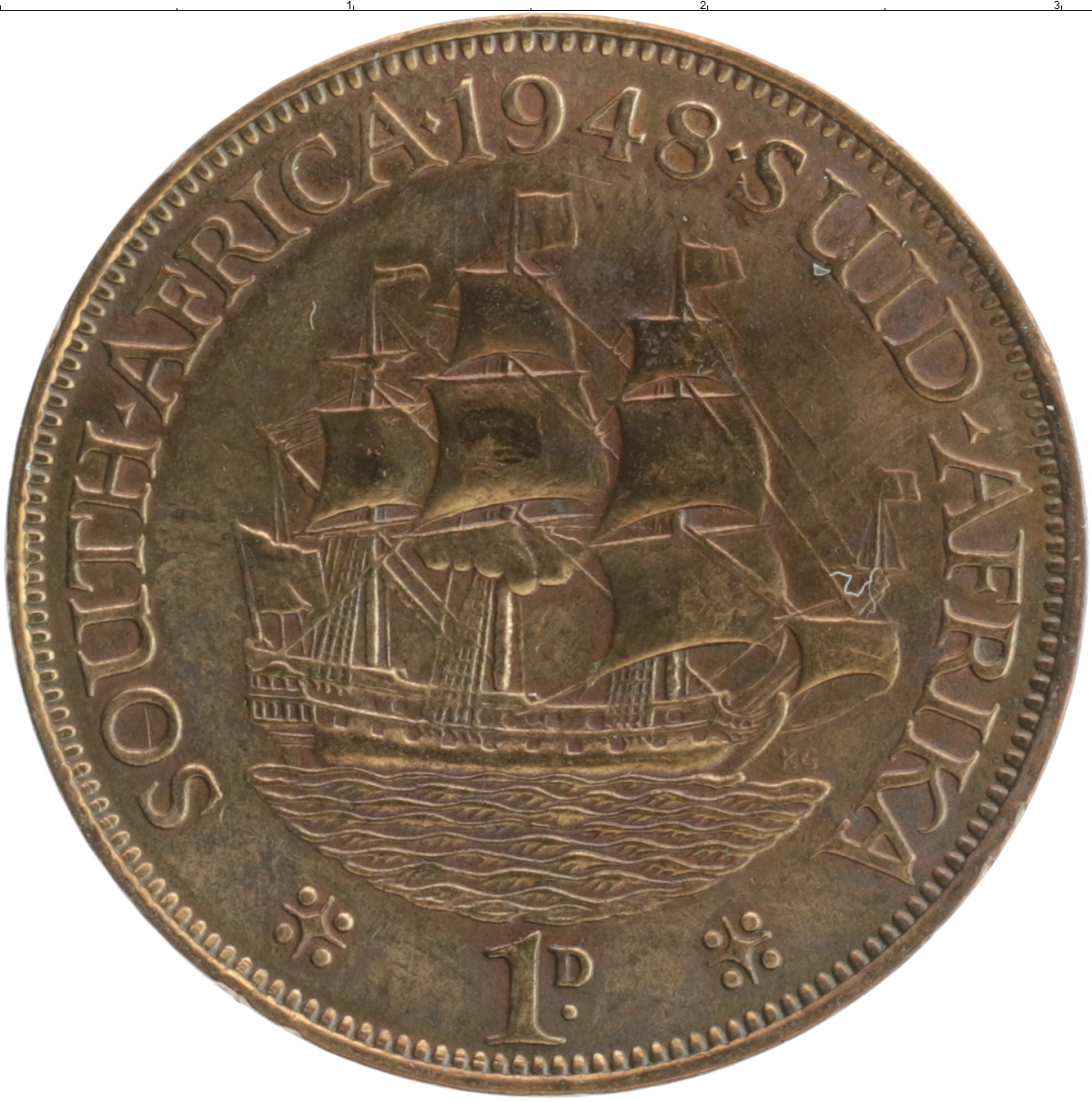 Монета пенни Южно Африканской Республики 1948 года Бронза Георг VI