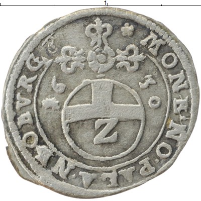 

Монеты Клуб Нумизмат, Монета Пфальц 2 крейцера 1630 Пфальц-Нойбург Серебро XF-