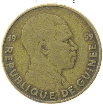 

Монеты Клуб Нумизмат, Монета Гвинея 10 франков 1985 Латунь XF