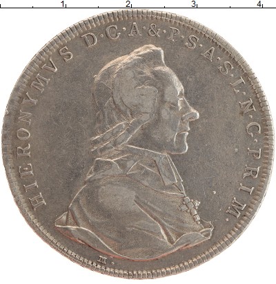 

Монеты Клуб Нумизмат, Монета Зальцбург 1 талер 1785 Иероним Серебро XF