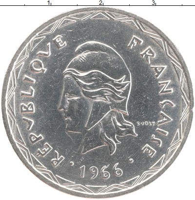 

Монеты Клуб Нумизмат, Монета Новые Гебриды 100 франков 1966 Серебро UNC-