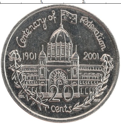 

Мелочь Клуб Нумизмат, Монета Австралия 20 центов 2001 Елизавета II Медно-никель UNC-