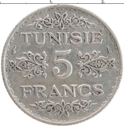 

Монеты Клуб Нумизмат, Монета Тунис 5 франков 1934 Серебро XF