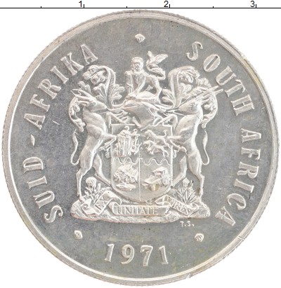 

Монеты Клуб Нумизмат, Монета ЮАР 1 ранд 1971 Серебро UNC-