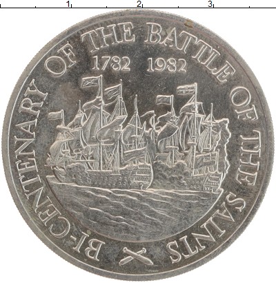 

Монеты Клуб Нумизмат, Монета Сент-Люсия 10 долларов 1982 200 лет битвы Медно-никель UNC-